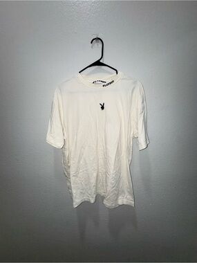 PLAYBOY White Short Sleeve Tee with Black Bunny Logo